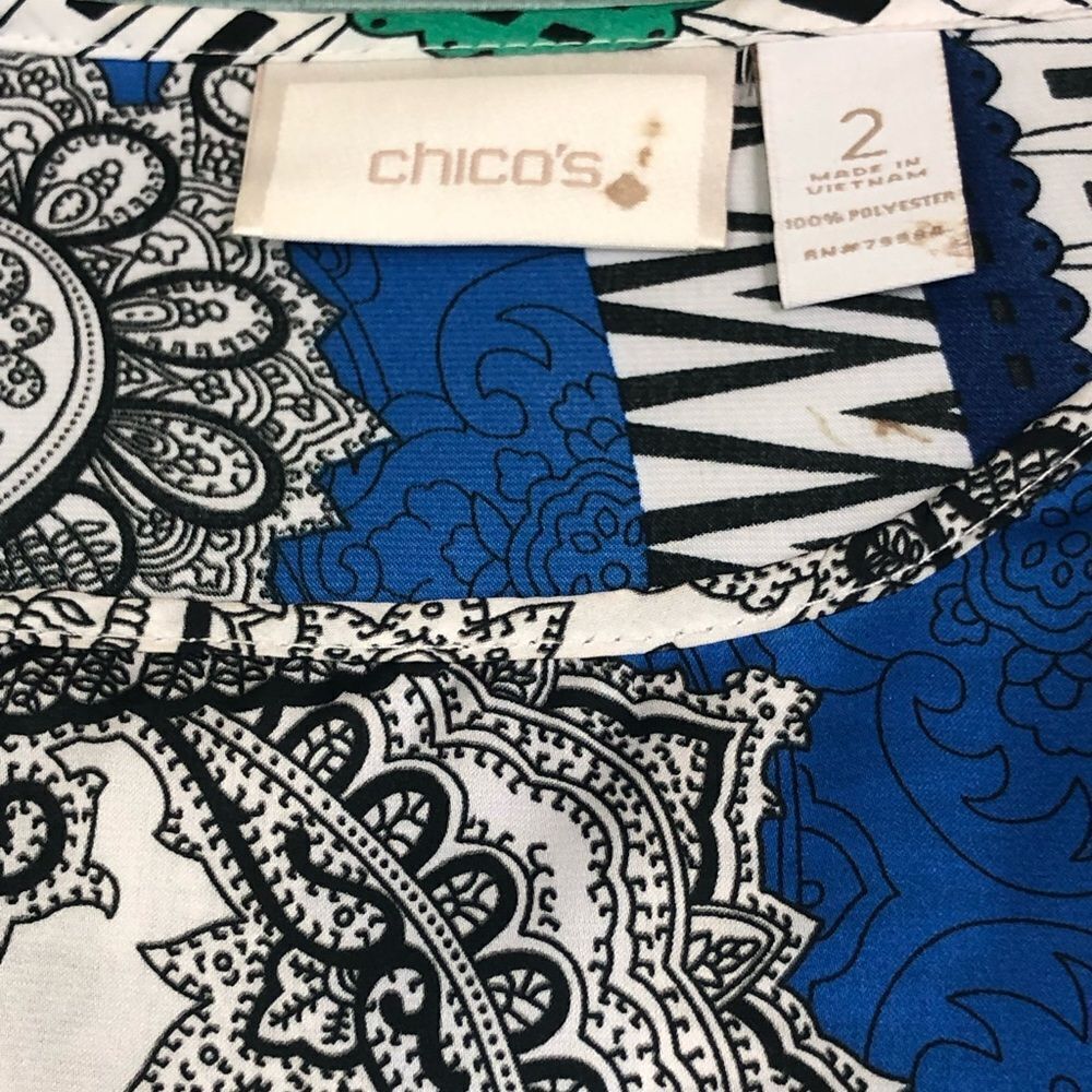 Chico’s Blue and Green Patchwork Top Blouse - Picture 4 of 9